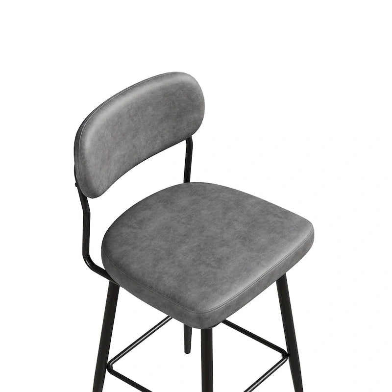 360 Swivel Bar Stools Set of 2 - Leather Upholstered Counter Height Stools with Iron Base for Kitchen Island & Office