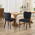 Dining Chairs Set of 2, Soft Tufted Accent Chairs Side Chairs with Wooden Legs, Velvet Upholstered Dining Room Chair