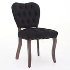 Dining Chairs Set of 2, Soft Tufted Accent Chairs Side Chairs with Wooden Legs, Velvet Upholstered Dining Room Chair