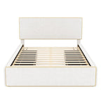 Nordic Creative Full Size Upholstered Platform Bed with 4 Drawers Ample Storage & Headboard & Solid Wood Slats Support