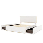 Nordic Creative Full Size Upholstered Platform Bed with 4 Drawers Ample Storage & Headboard & Solid Wood Slats Support