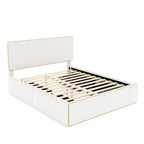 Nordic Creative Full Size Upholstered Platform Bed with 4 Drawers Ample Storage & Headboard & Solid Wood Slats Support