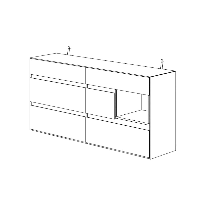 Dresser Sideboard with Wood Grain Drawers and Black Cabinet Wide Organizer for Hallway, Office, or Closet