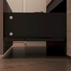 Dresser Sideboard with Wood Grain Drawers and Black Cabinet Wide Organizer for Hallway, Office, or Closet