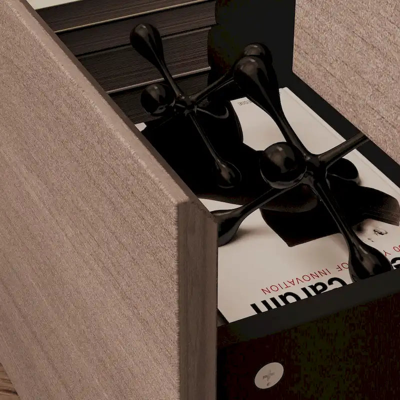 Dresser Sideboard with Wood Grain Drawers and Black Cabinet Wide Organizer for Hallway, Office, or Closet