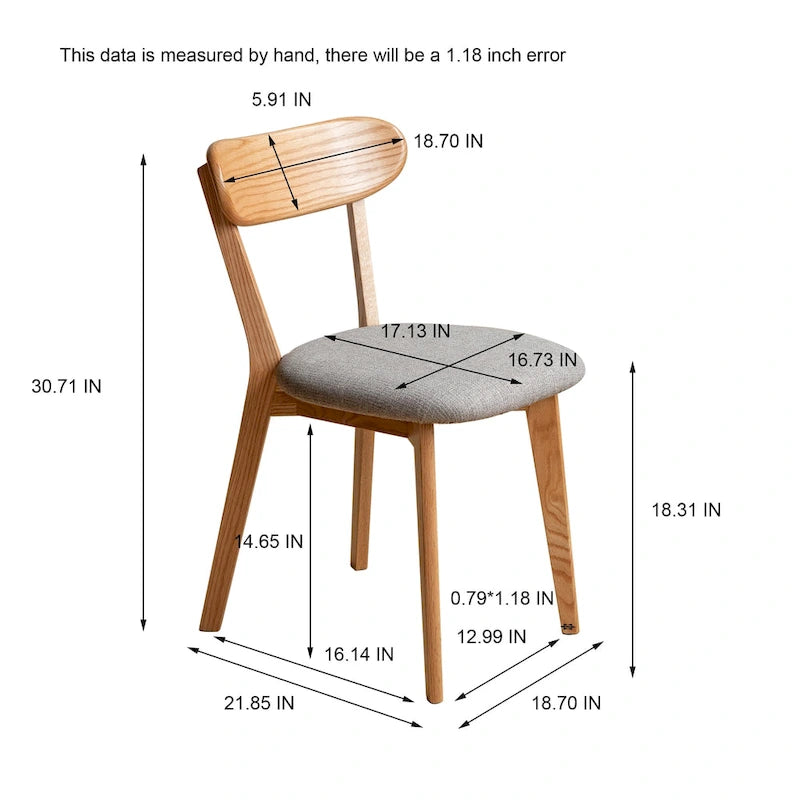 (Set of 4 pcs) Dining Chair Wooden FAS Grade Oak Natural Wood Made in North America 100% Dirt-free