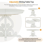 Retro Functional Dining Set Extendable Dining Table and Chair Sets with Removable Folding Plates for Dining Room and Kitchen