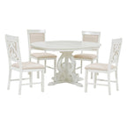 Retro Functional Dining Set Extendable Dining Table and Chair Sets with Removable Folding Plates for Dining Room and Kitchen