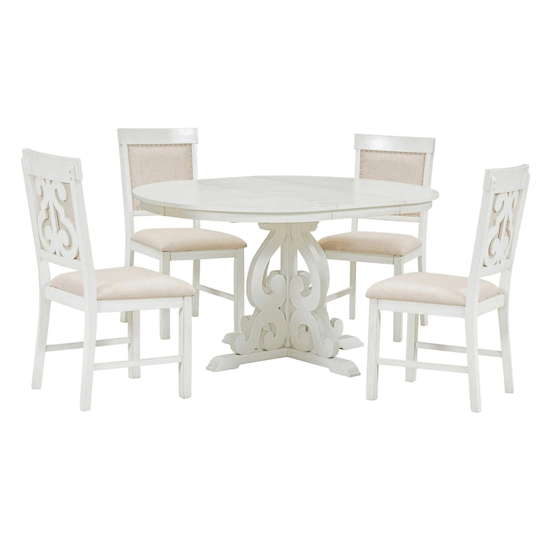 Retro Functional Dining Set Extendable Dining Table and Chair Sets with Removable Folding Plates for Dining Room and Kitchen