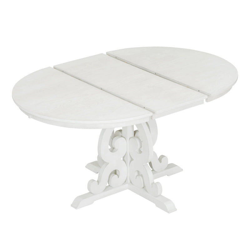 Retro Functional Dining Set Extendable Dining Table and Chair Sets with Removable Folding Plates for Dining Room and Kitchen