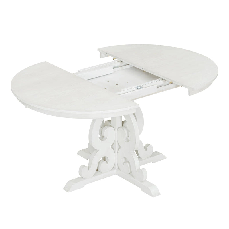 Retro Functional Dining Set Extendable Dining Table and Chair Sets with Removable Folding Plates for Dining Room and Kitchen