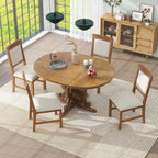 Retro Functional Dining Set Extendable Dining Table and Chair Sets with Removable Folding Plates for Dining Room and Kitchen