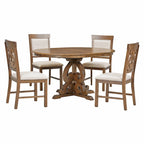 Retro Functional Dining Set Extendable Dining Table and Chair Sets with Removable Folding Plates for Dining Room and Kitchen