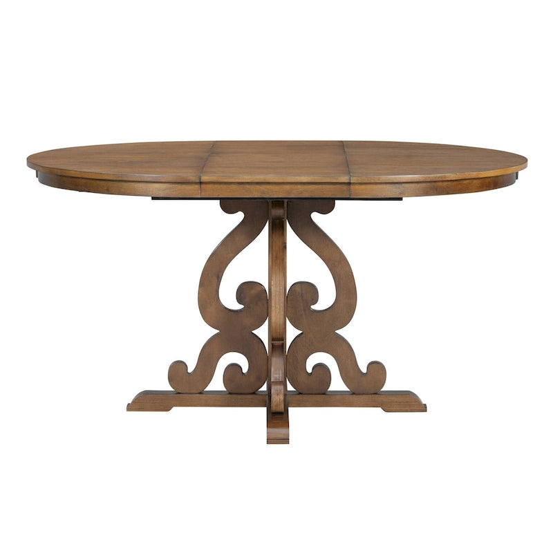 Retro Functional Dining Set Extendable Dining Table and Chair Sets with Removable Folding Plates for Dining Room and Kitchen