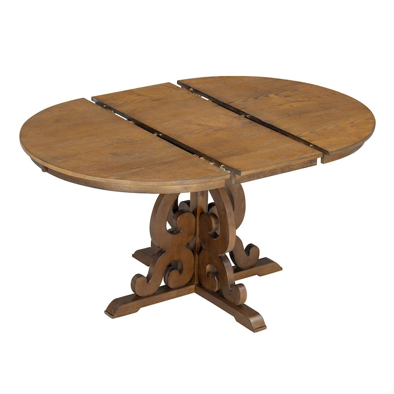 Retro Functional Dining Set Extendable Dining Table and Chair Sets with Removable Folding Plates for Dining Room and Kitchen