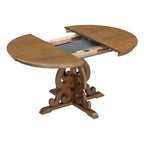 Retro Functional Dining Set Extendable Dining Table and Chair Sets with Removable Folding Plates for Dining Room and Kitchen