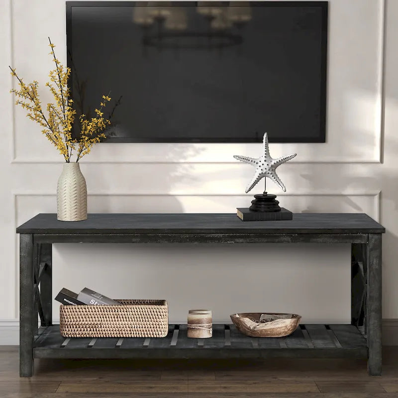 47 Modern Farmhouse Coffee Table with Storage Shelf