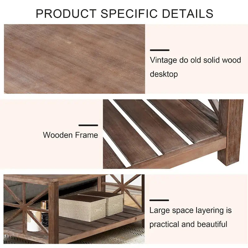 47 Modern Farmhouse Coffee Table with Storage Shelf