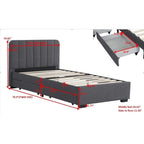 Twin Upholstered Platform Bed with Storage Drawers & USB Ports