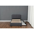 Twin Upholstered Platform Bed with Storage Drawers & USB Ports