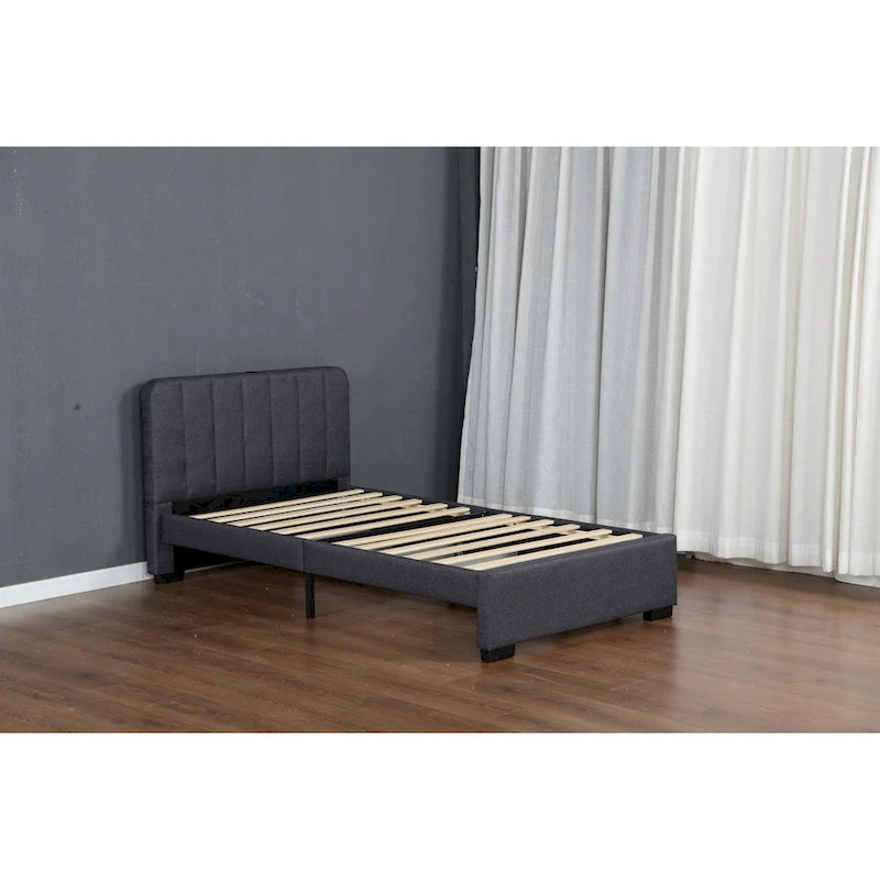 Twin Upholstered Platform Bed with Storage Drawers & USB Ports