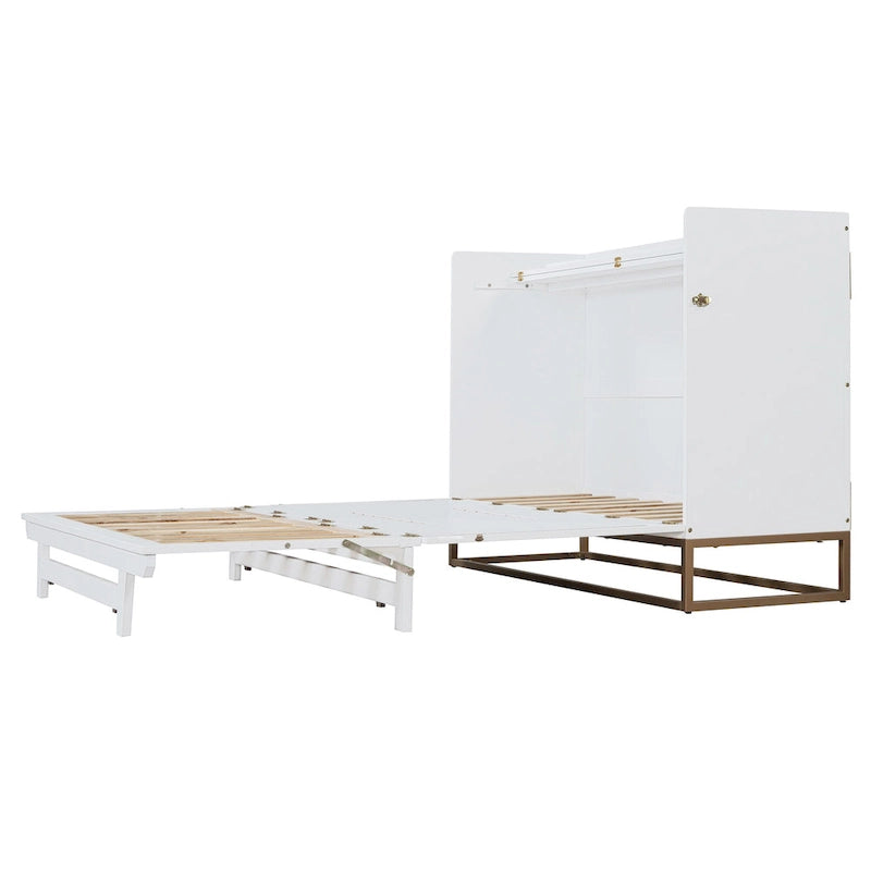 Queen Murphy Bed with Cabinet Design, Multi-Functional, 400lb Capacity