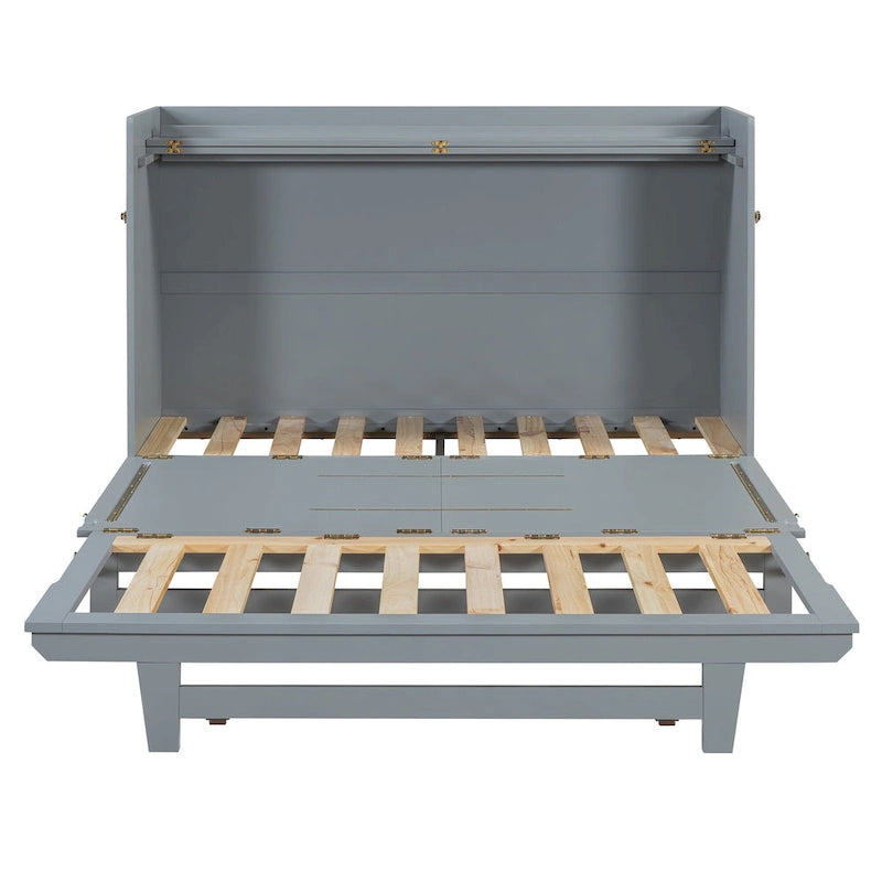 Queen Murphy Bed with Cabinet Design, Multi-Functional, 400lb Capacity