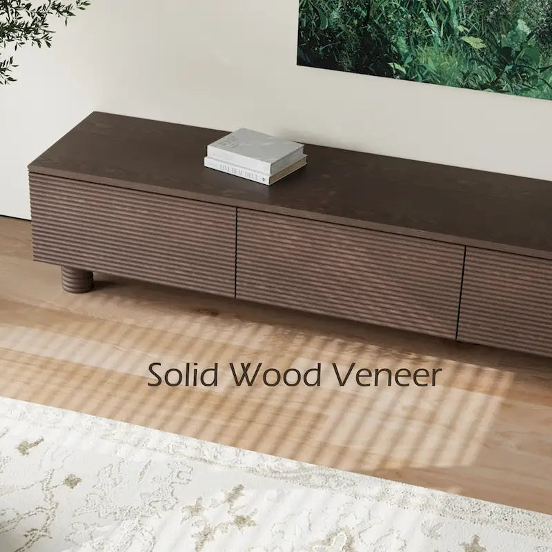 78.74 Mid Century Modern TV Stands, Dark Brown Solid Wood Media Consoler