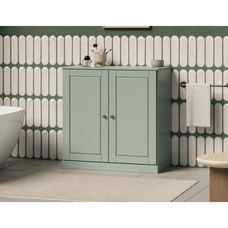 Palace Imports 100% Solid Wood 32 Bathroom Cabinet with Solid Doors, 2-Drawers and Adjustable Shelves