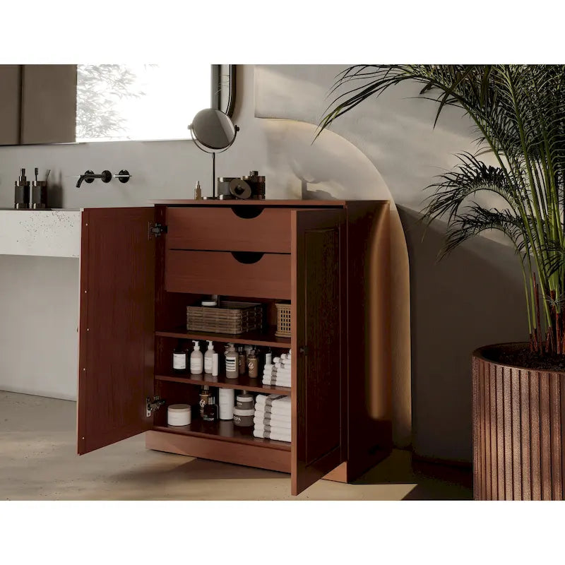 Palace Imports 100% Solid Wood 32 Bathroom Cabinet with Solid Doors, 2-Drawers and Adjustable Shelves