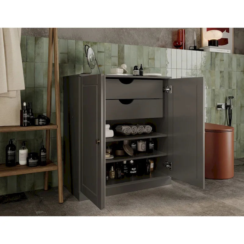 Palace Imports 100% Solid Wood 32 Bathroom Cabinet with Solid Doors, 2-Drawers and Adjustable Shelves