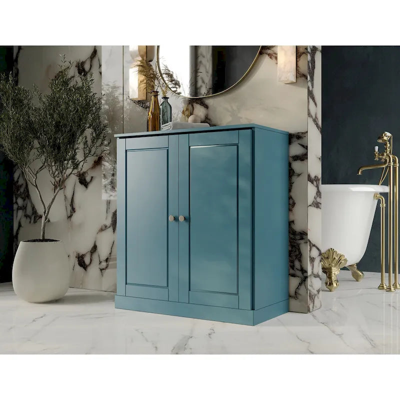 Palace Imports 100% Solid Wood 32 Bathroom Cabinet with Solid Doors, 2-Drawers and Adjustable Shelves