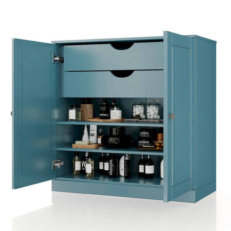 Palace Imports 100% Solid Wood 32 Bathroom Cabinet with Solid Doors, 2-Drawers and Adjustable Shelves