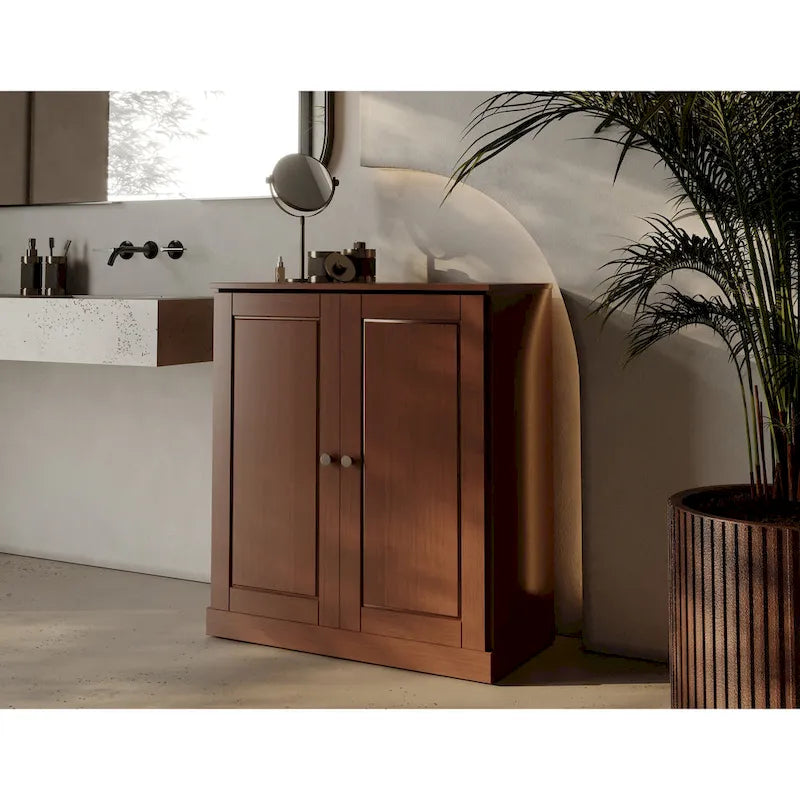 Palace Imports 100% Solid Wood 32 Bathroom Cabinet with Solid Doors, 2-Drawers and Adjustable Shelves