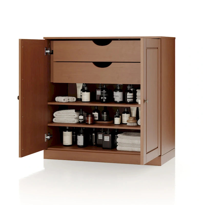 Palace Imports 100% Solid Wood 32 Bathroom Cabinet with Solid Doors, 2-Drawers and Adjustable Shelves