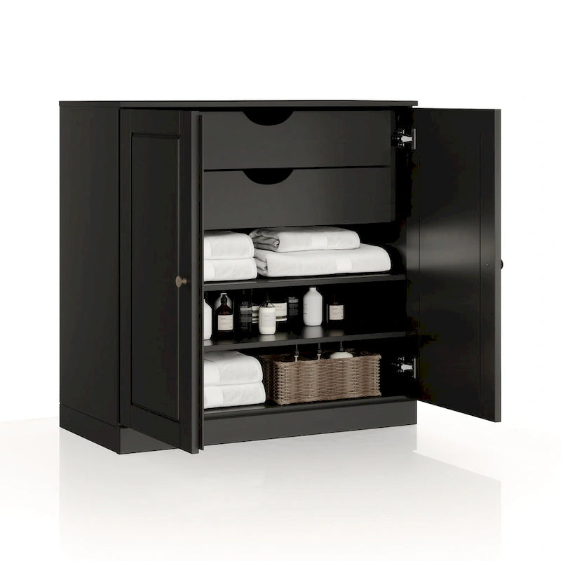 Palace Imports 100% Solid Wood 32 Bathroom Cabinet with Solid Doors, 2-Drawers and Adjustable Shelves