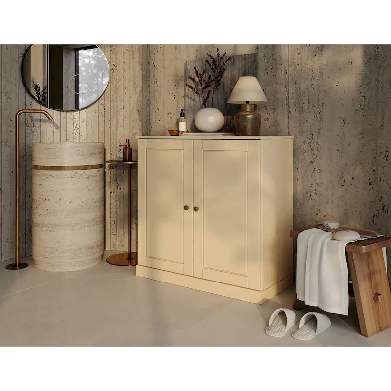Palace Imports 100% Solid Wood 32 Bathroom Cabinet with Solid Doors, 2-Drawers and Adjustable Shelves