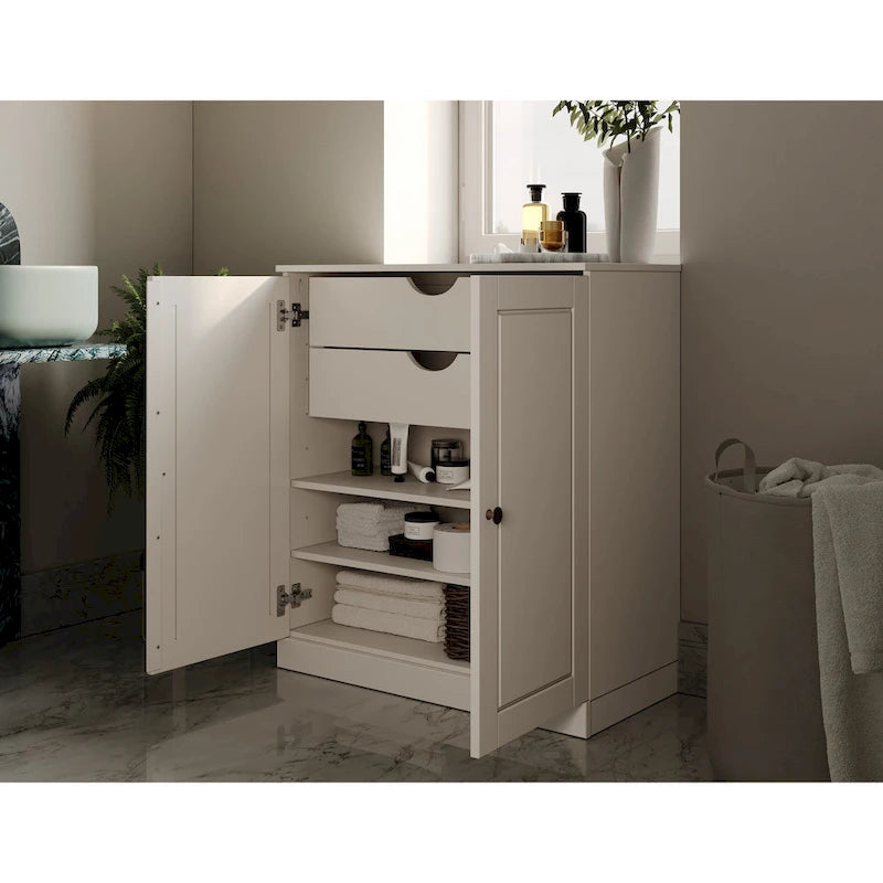 Palace Imports 100% Solid Wood 32 Bathroom Cabinet with Solid Doors, 2-Drawers and Adjustable Shelves