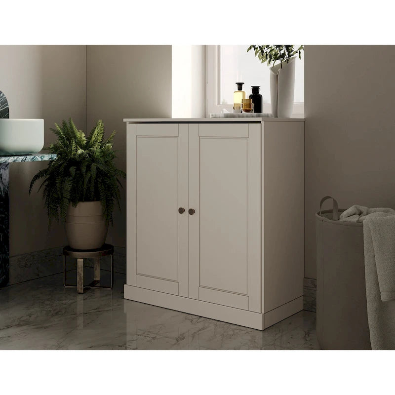Palace Imports 100% Solid Wood 32 Bathroom Cabinet with Solid Doors, 2-Drawers and Adjustable Shelves