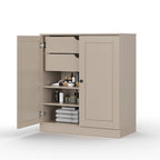 Palace Imports 100% Solid Wood 32 Bathroom Cabinet with Solid Doors, 2-Drawers and Adjustable Shelves