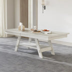 VECELO 6/8-Piece Dining Table Set with Bench, Solid Wood Rectangular Extendable Dining Table & 4 Solid Wood Dining Chairs