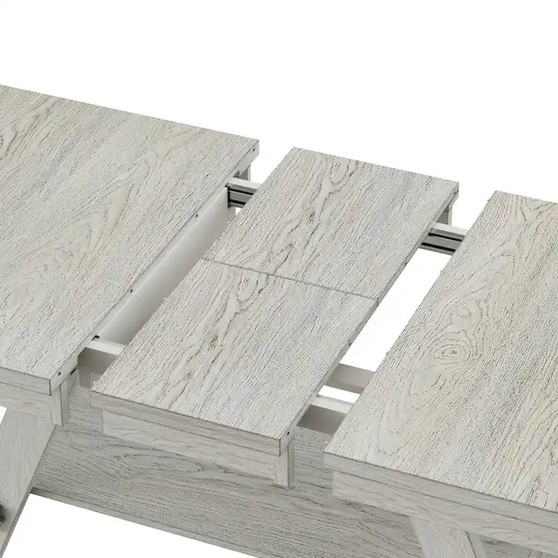 VECELO 6/8-Piece Dining Table Set with Bench, Solid Wood Rectangular Extendable Dining Table & 4 Solid Wood Dining Chairs