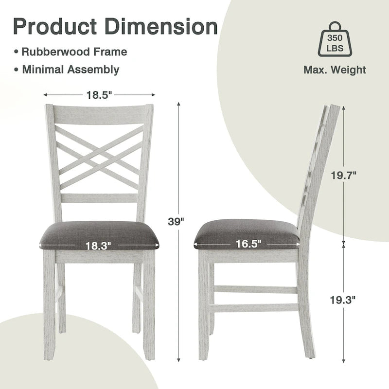 VECELO 6/8-Piece Dining Table Set with Bench, Solid Wood Rectangular Extendable Dining Table & 4 Solid Wood Dining Chairs