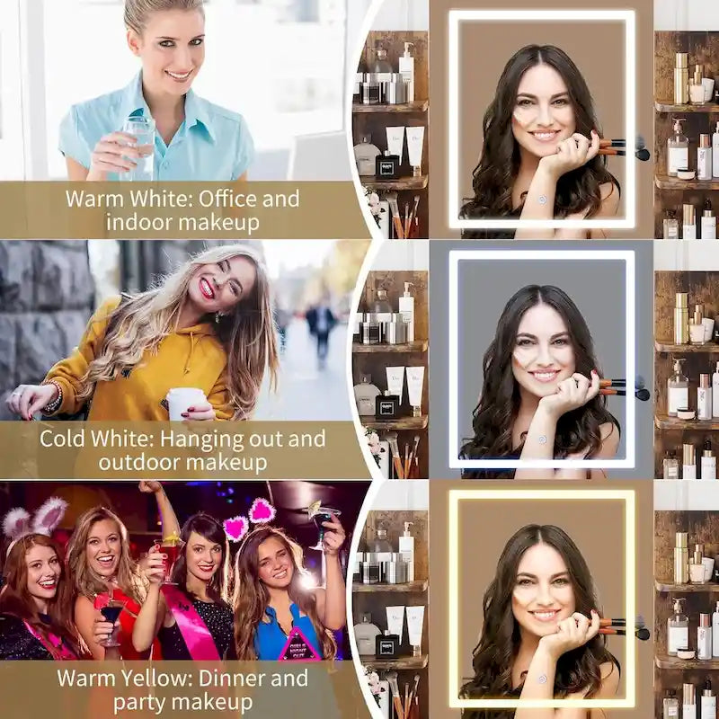 Vanity Desk with Mirror and Lights, Makeup Vanity Set w/Desk and Stool