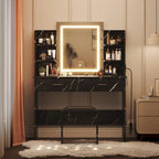 Vanity Desk with Mirror and Lights, Makeup Vanity Set w/Desk and Stool
