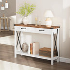 Woode Entryway Table, Farmhouse Console Table with 2 Drawers