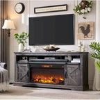 Farmhouse Fireplace TV Stand for 80 TV, Rustic Entertainment Center