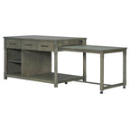 Mobile Kitchen Island, Extendable Table with USB Outlets and Storage