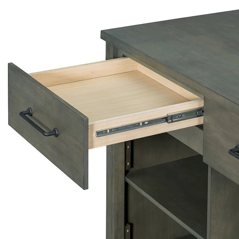 Mobile Kitchen Island, Extendable Table with USB Outlets and Storage