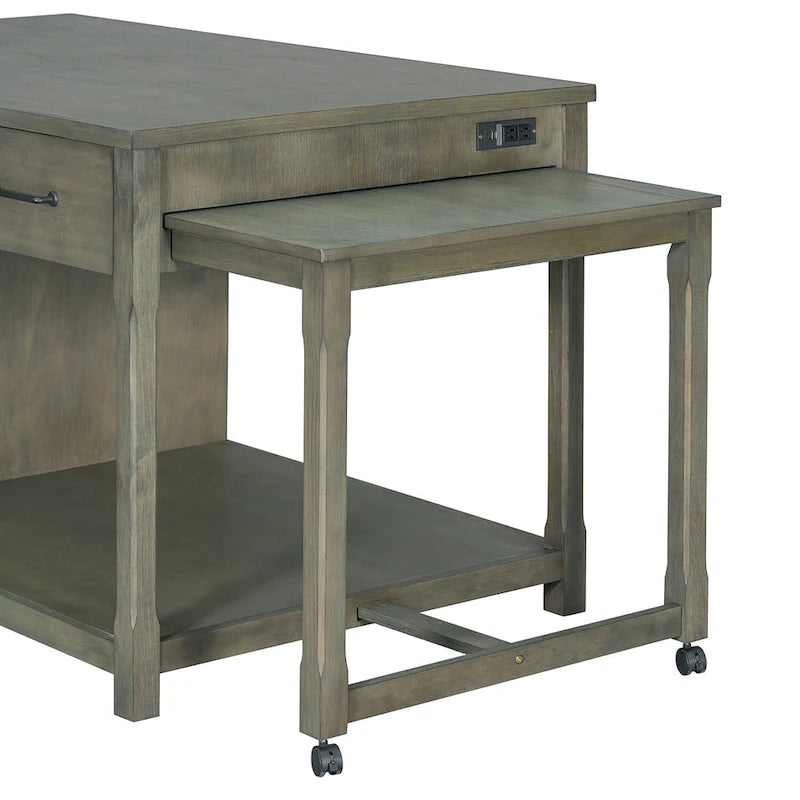 Mobile Kitchen Island, Extendable Table with USB Outlets and Storage